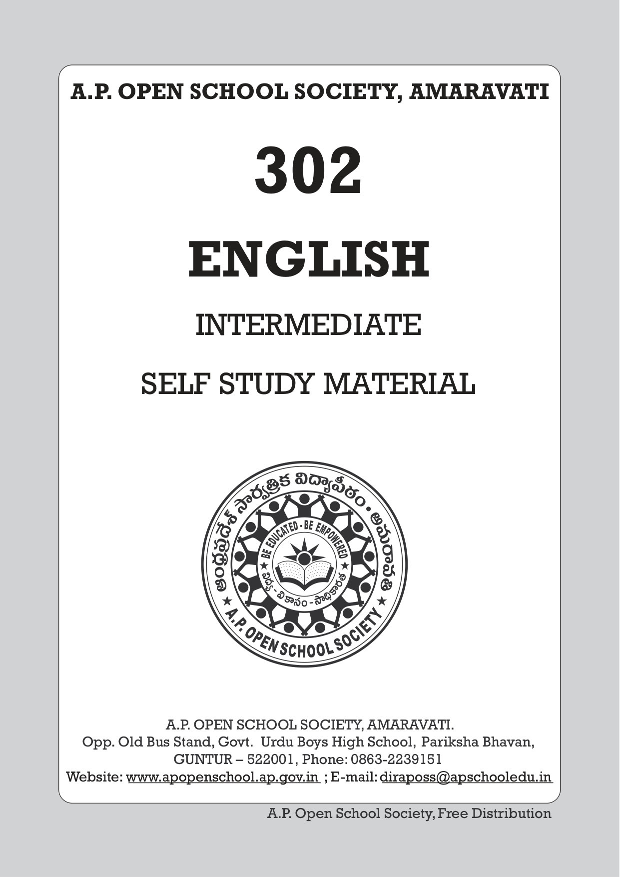 APOSS INTERMEDIATE ENGLISH – 302 — document cover (first page)